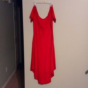 ANGELADY red off shoulder high/low dress XL